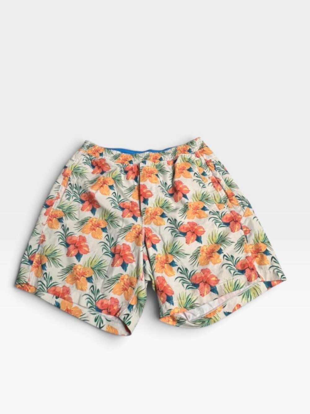 Birddogs Mens L Tropical Floral Print Swim Board Shorts Built-In Liner Vacation